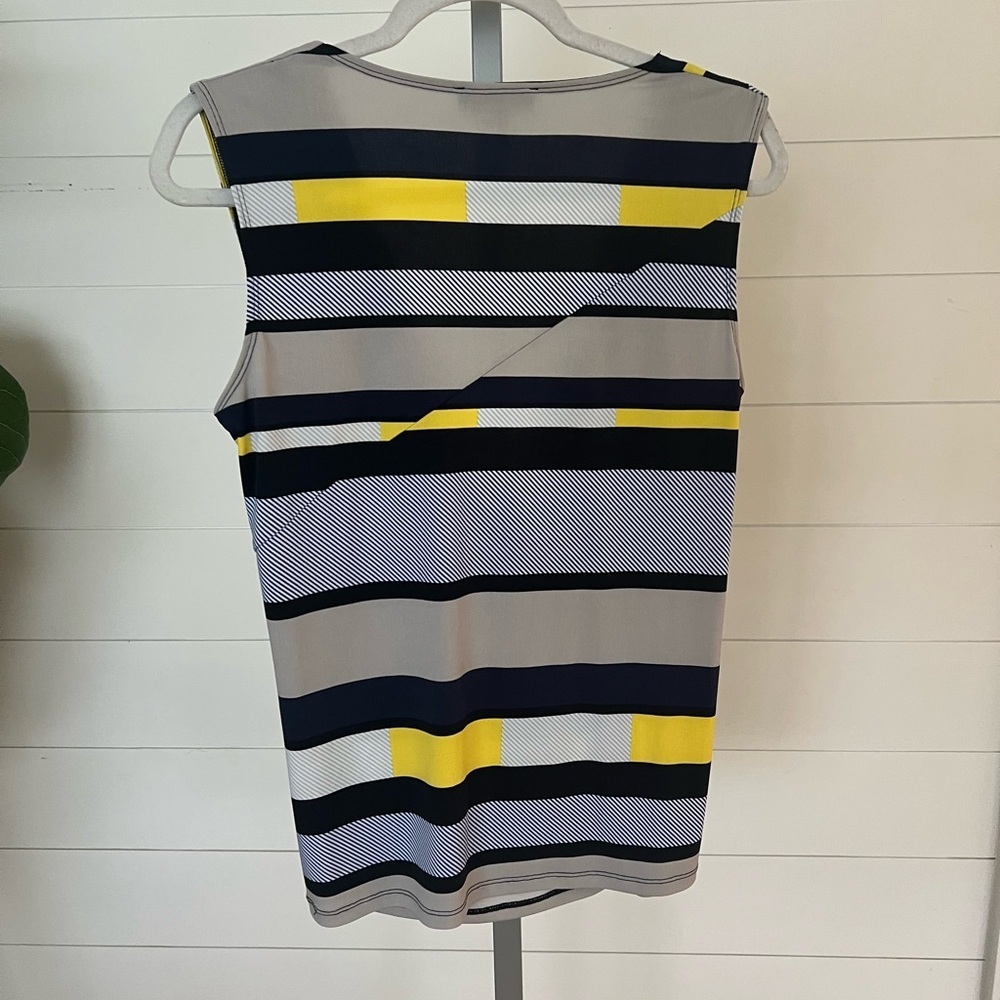 DKN Striped Sleeveless Draped Front Top | Size Medium | NWOT - Picture 3 of 4